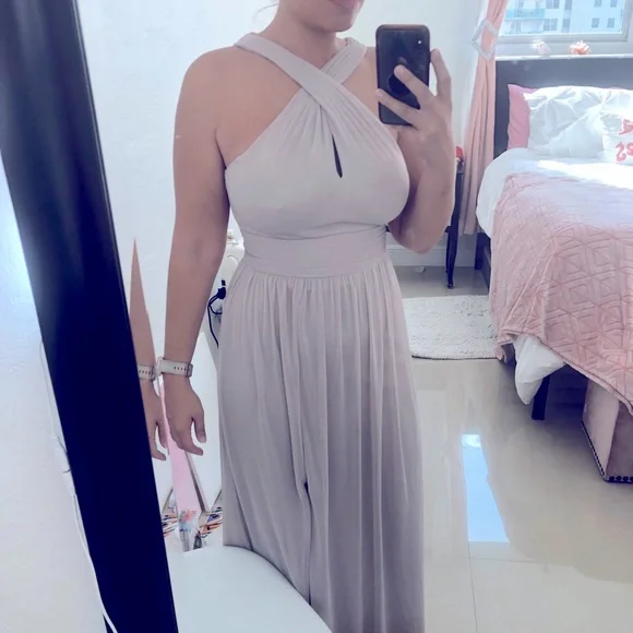 princess polly baby blue dress David's Bridal | Dresses | Davids Bridal Crisscross Highneck Mesh  Bridesmaid Dress Biscotti Wedding